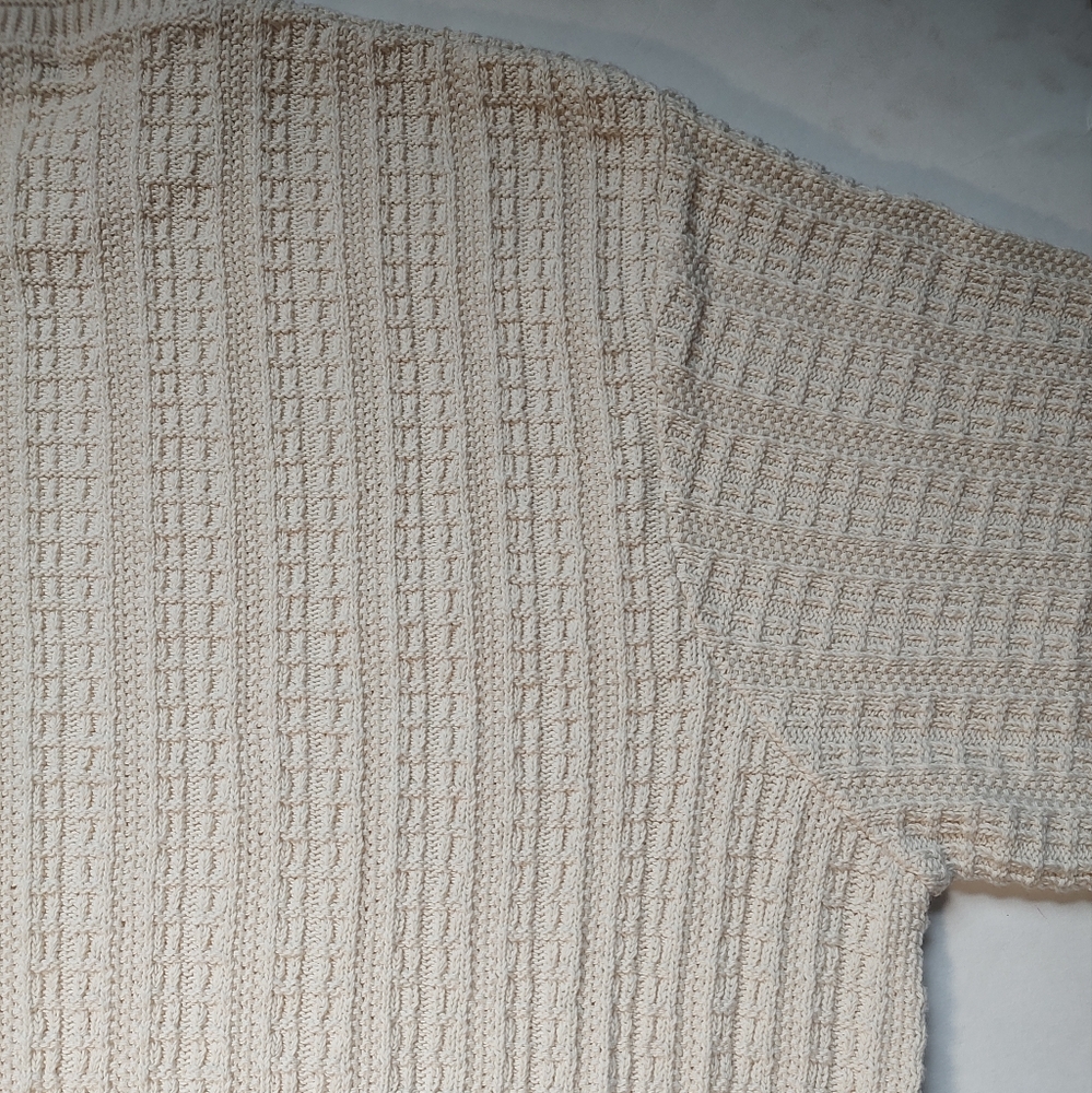 Bill Blass Vintage Sweater Men Cotton Cream Pullover Knit Crew Neck USA Ivory L - Picture 13 of 16